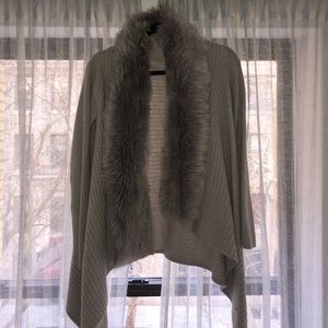 Club Monaco fur collar cashmere cozy - brand new!