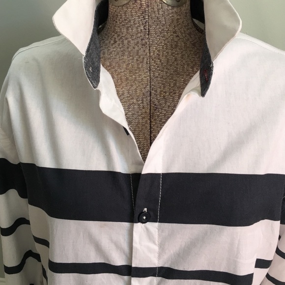 Howe 100% Cotton Blue and White Striped Shirt - Picture 2 of 2