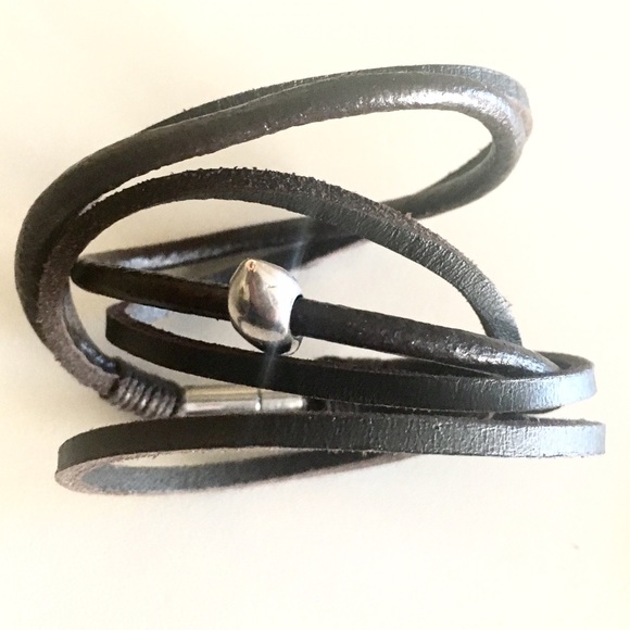 Leather and Silver Cuff
