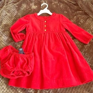 24M red corduroy red baby dress