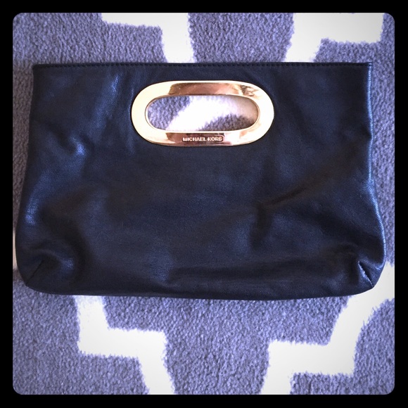 Black leather Michael Kors clutch