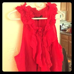 Ruffled necked tank top