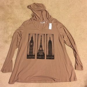 New Avenue Hoodie Long Sleeves Shirt Tan 18/20