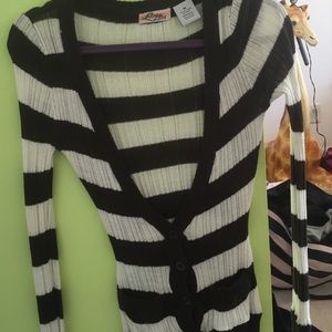 Brown and white button up cardigan