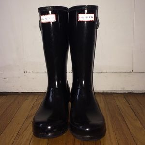 Children's Hunter rain boots black glossy size 3