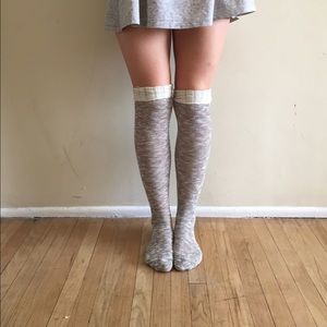 Anyhropologie grey & white woven knee high socks.
