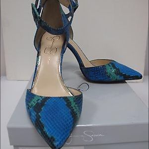 Jessica Simpson Cayna  Maui Blue Ankle Strap Pumps