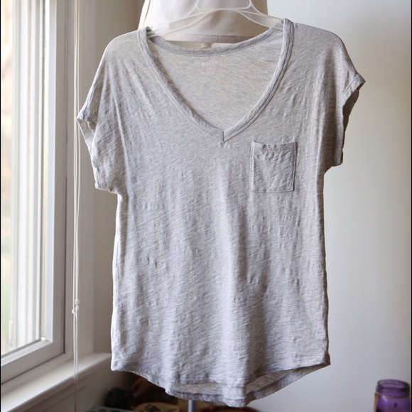 Old Navy Light Grey V-Neck Pocket Tee