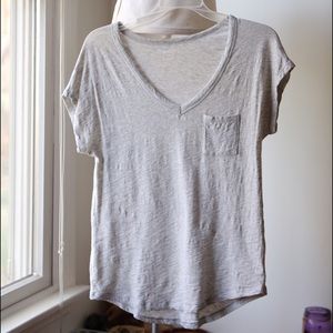 Old Navy Light Grey V-Neck Pocket Tee