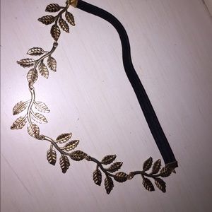 Gold leaf hair band.