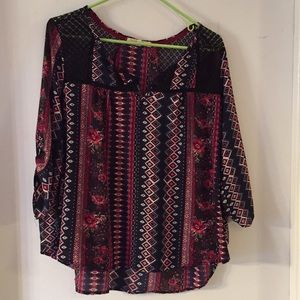 Maroon patterned shirt