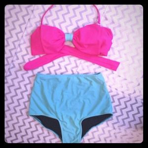 👙Vintage Style Bow Top High Waist Bikini👙
