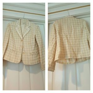 Yellow white and silver tweed jacket