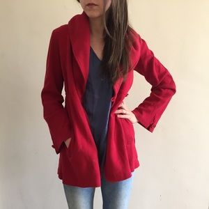 525 America Red Woven Sweater Coat.