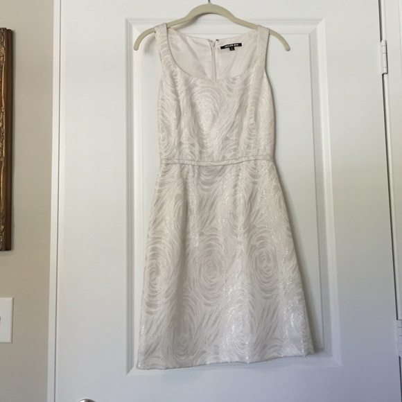 White and silver sleeveless cocktail dress
