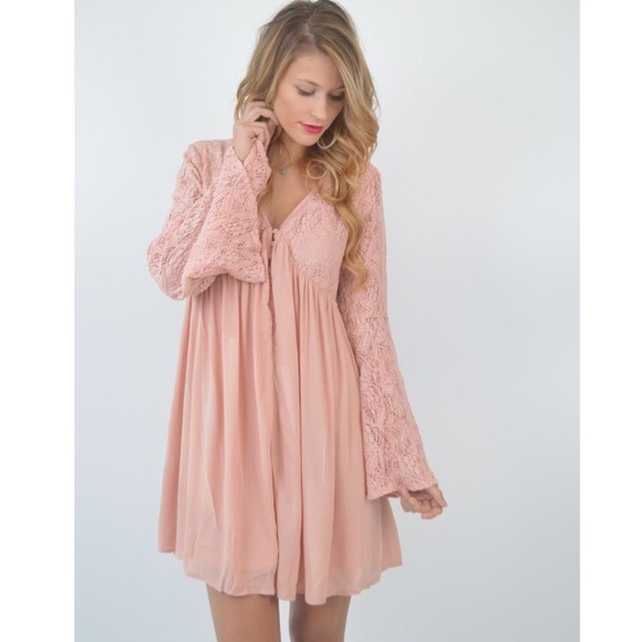 Dresses & Skirts - Lace Bell Sleeve Babydoll Dress