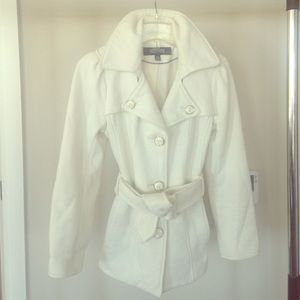 Cream belted pea coat