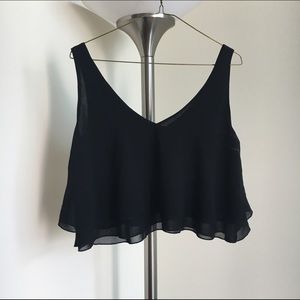 Black chiffon crop top