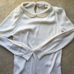 Loft beaded pearl collar top