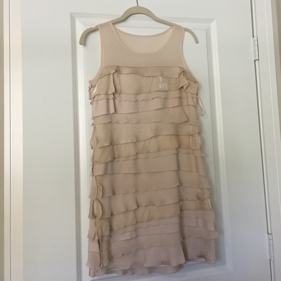 Cream ruffle ann Taylor loft dress