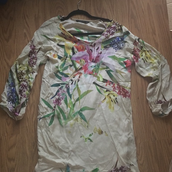 ZARA floral print silk dress size small - Picture 3 of 4