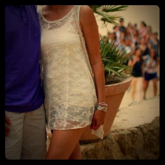 Hazel Tops - Ivory tank with lace overlay