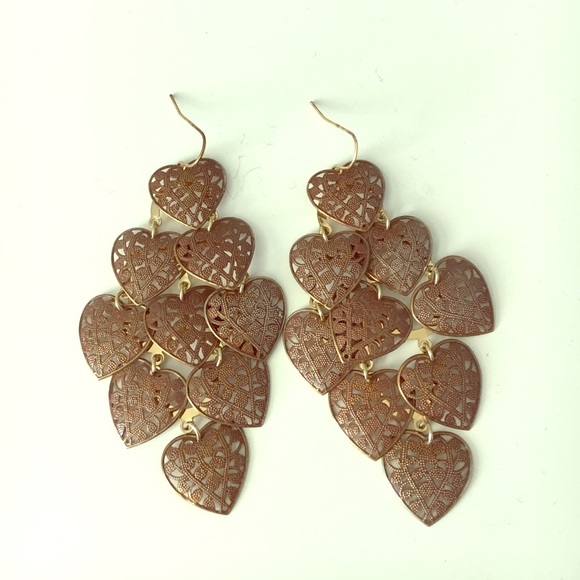 Brown heart diamond shaped earrings