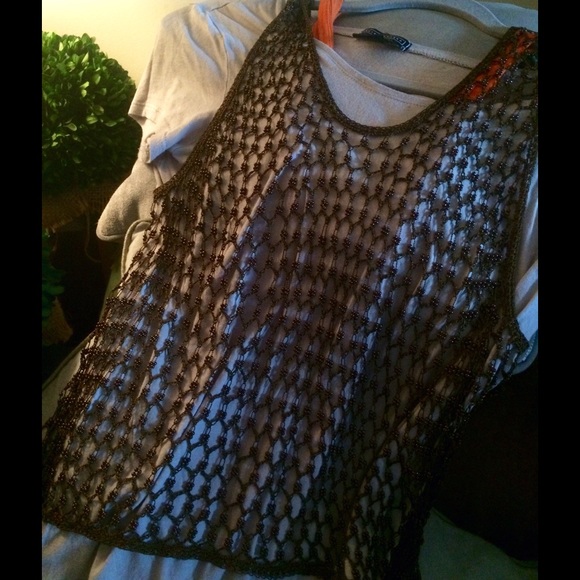 💐EPO Bronze Bead MESH CROP TANK OS💐
