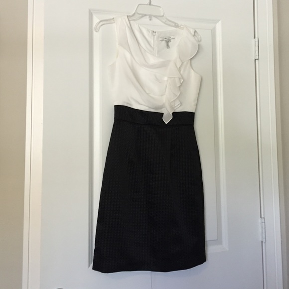 White and black structured work dress