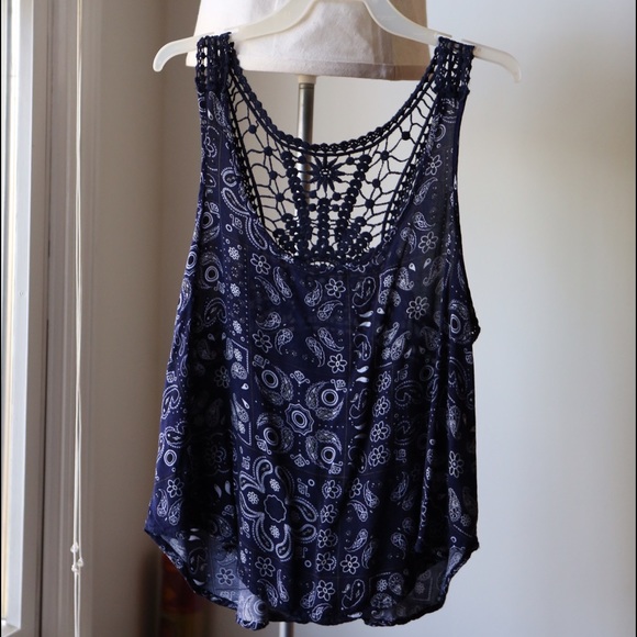 Rue 21 Navy Blue Detailed Swing Tank