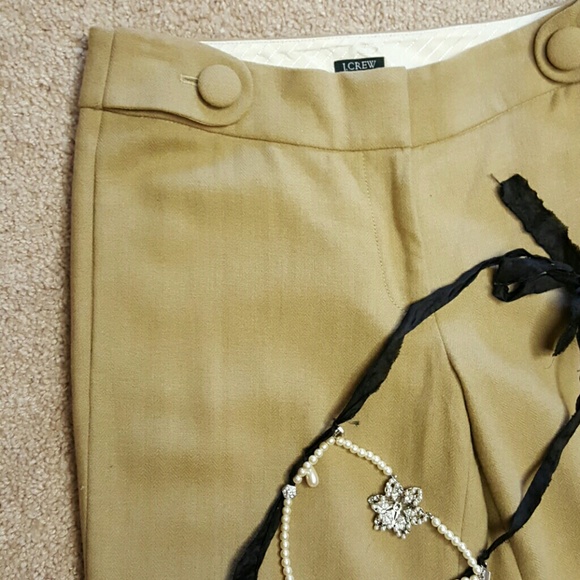 J CREW Wool Camel Cuffed Pants Size 4 - Picture 2 of 4