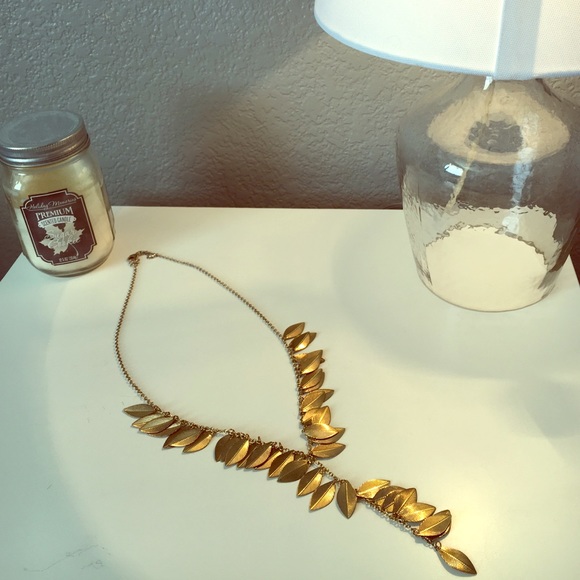 Gold feather necklace