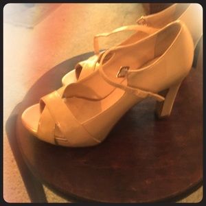Franco Sarto Opened Toe Pumps, 8M, Nude