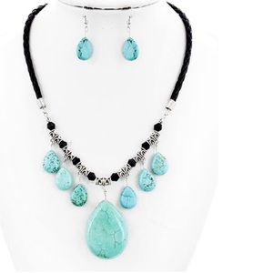 Turquoise Stone Necklace Set