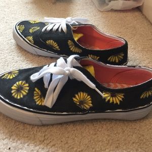 Hand painted!! Sunflower lace up shoes