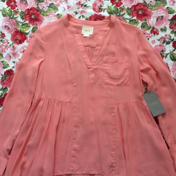 Anthropologie peach long sleeve - Picture 2 of 4