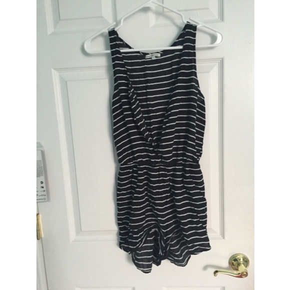 Charlotte Russe Pants - Striped Button up Romper