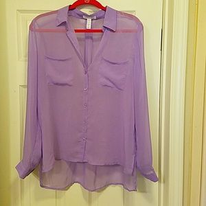 Sheer lavender button up blouse