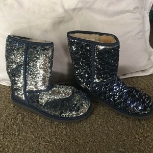 Reversible sequin UGGS - BLUE/SILVER