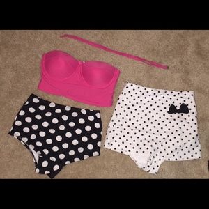 Retro Polka Dot High-wasted Swim suit.