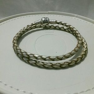 Pandora Champagne Leather Double Bracelet