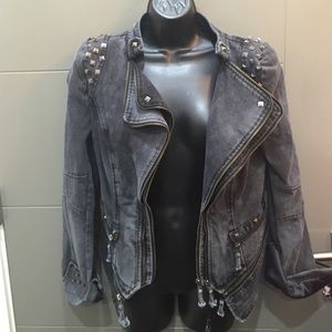 NWT Grey/black denim jacket