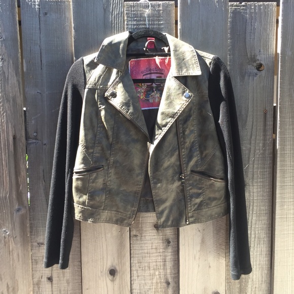 Leather Jacket - Army green