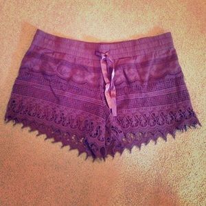 No Boundaries purple lace shorts.