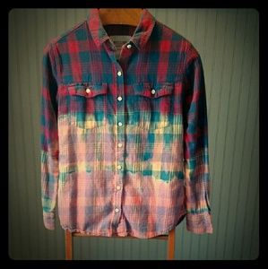 *Sold* Flannel Bleached Flannel Shirt Dip Dyed