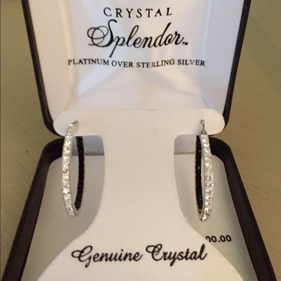 Crystal Splendor Jewelry - STERLING  SILVER CRYSTAL HOOP EARRINGS