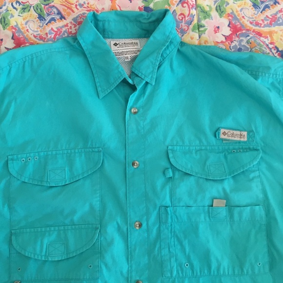 Turquoise Columbia Fishing Shirt
