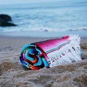 Huge 5 X 7 ft. Mexican stripe beach blanket serape