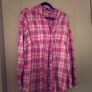 Long sleeve pink plaid express button down.