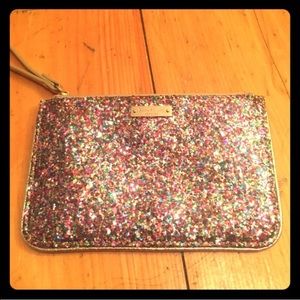 Kate Spade Gold Glitter Wristlet / Clutch
